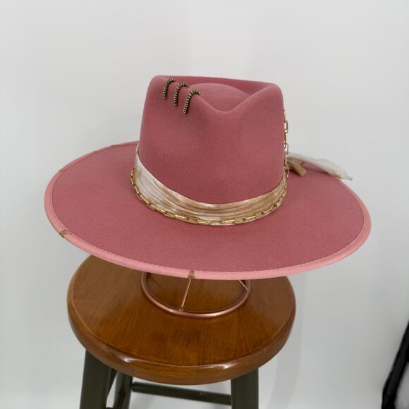Pink Rancher Hat Gold Chain & Tassel Detail main image 5